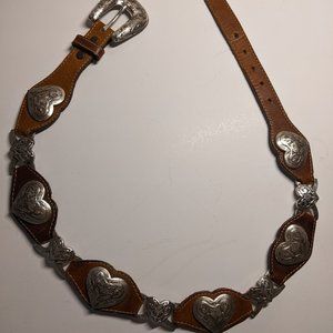 vintage Brighton silver hearts & leather belt